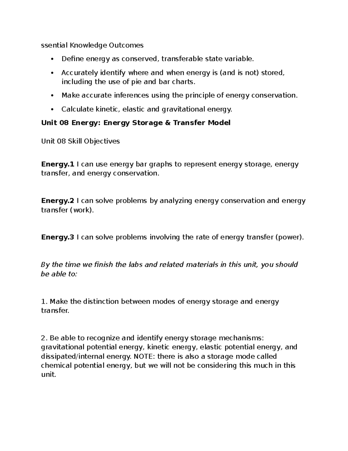 Unit 08: Energy Storage and Transfer Concepts & Practices - ssential ...