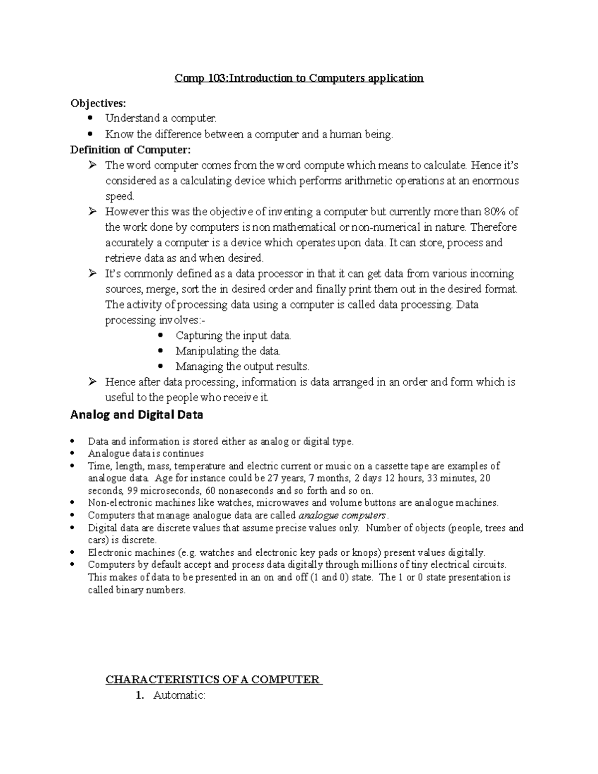 COSC 103 Lecture Handout: Intro to Computer Applications - Studocu