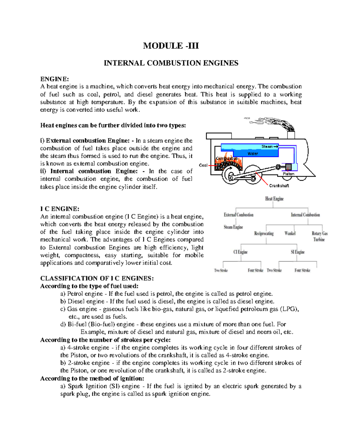 Module 3 IC ENgines - Notws - MODULE -III INTERNAL COMBUSTION ENGINES ...