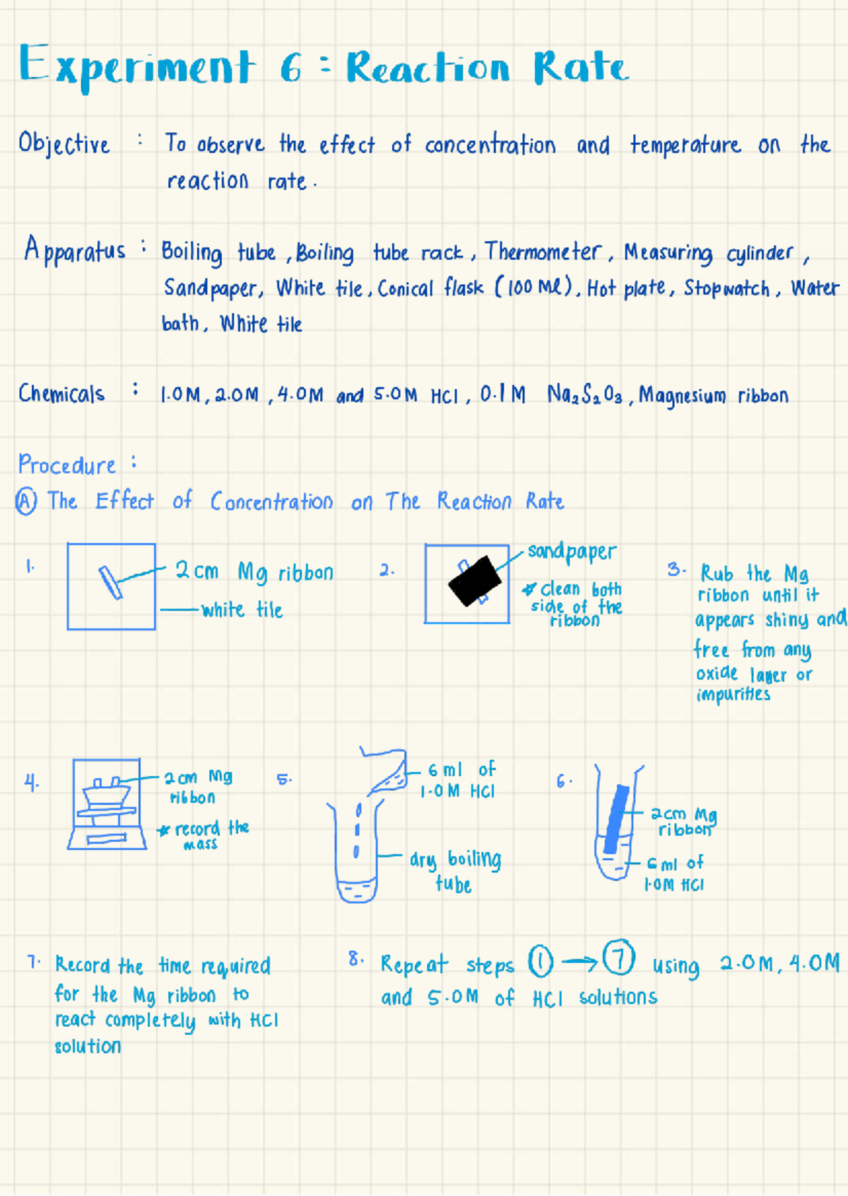 Experiment 6: Reaction Rate - Effect of Concentration & Temp - Studocu