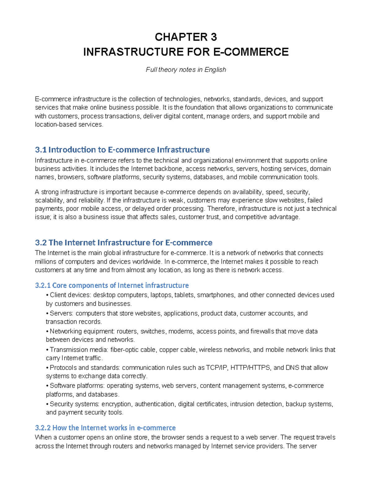 Chapter 3: Infrastructure for E-Commerce - Full Theory Notes - Studocu
