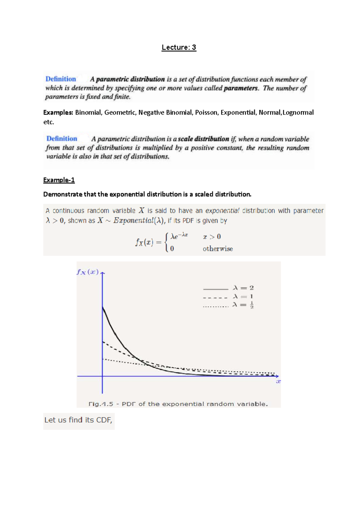 Lecture 3: Scaled Distributions - Exponential & Gamma Examples - Studocu