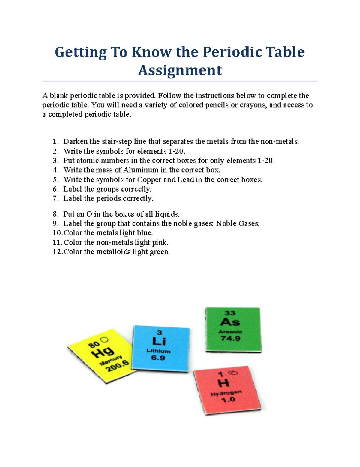 Getting To Know The Periodic Table Answer Sheet - Infoupdate.org