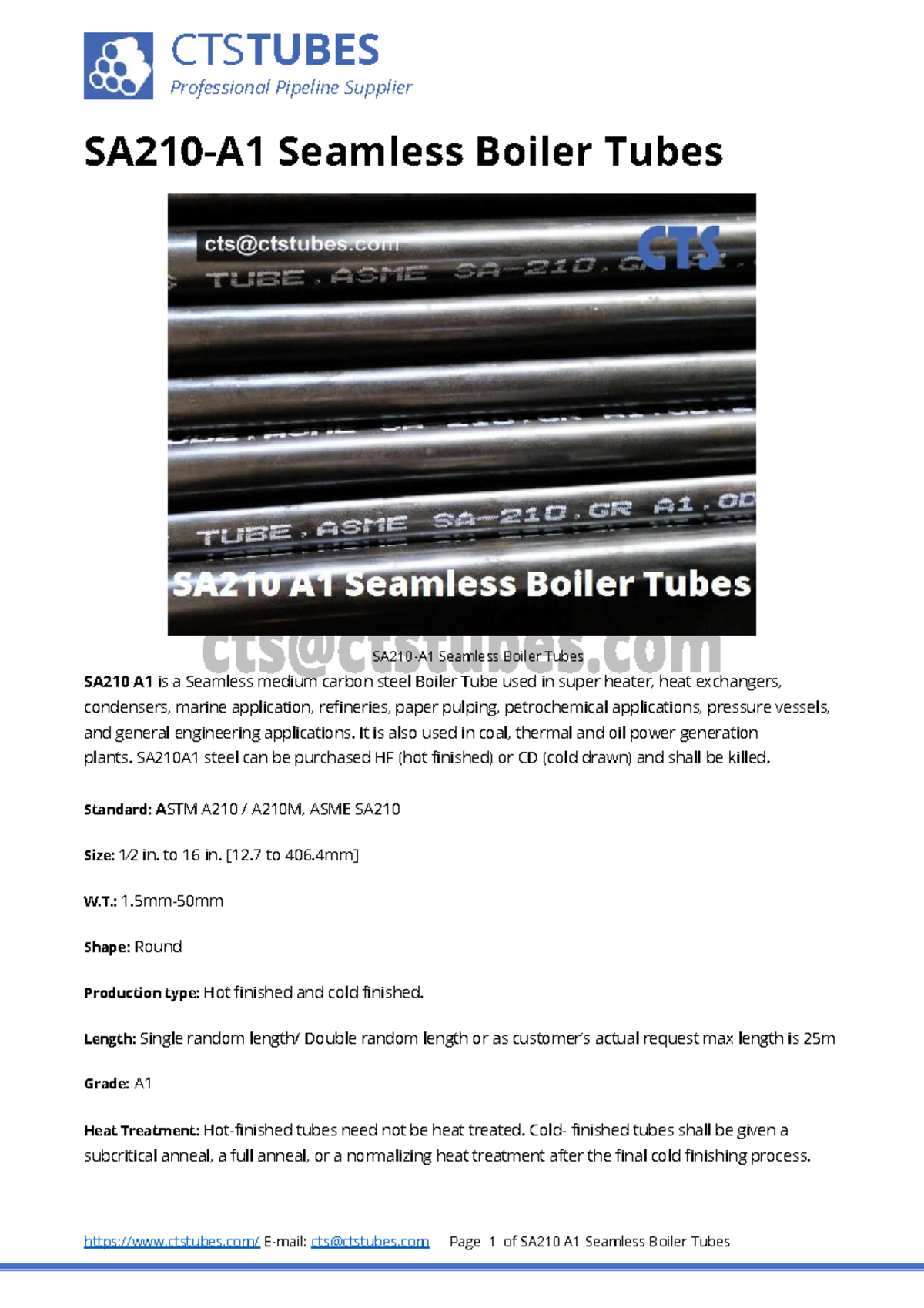 SA210 A1 Seamless Boiler Tubes Overview and Specifications - Studocu