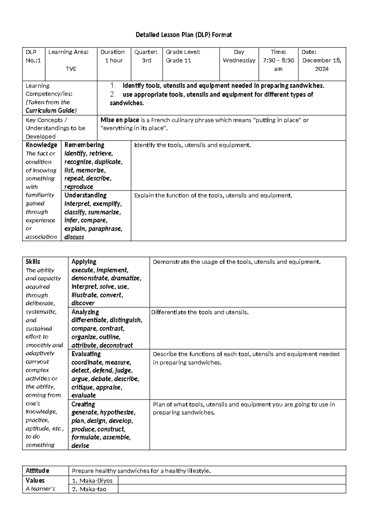 DLP 1 Module 1 - mkho - Detailed Lesson Plan (DLP) Format DLP No ...