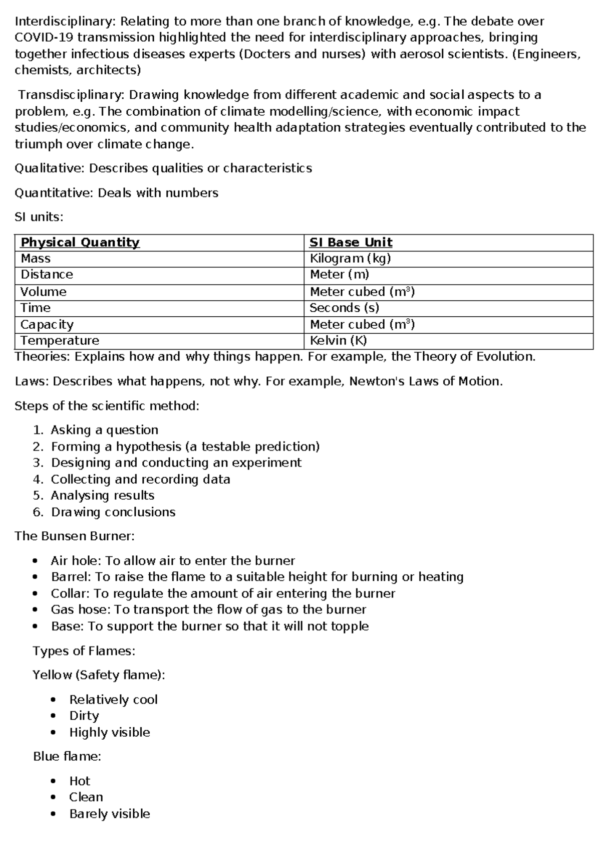 Science Revision Notes: Interdisciplinary Approaches & Key Concepts ...