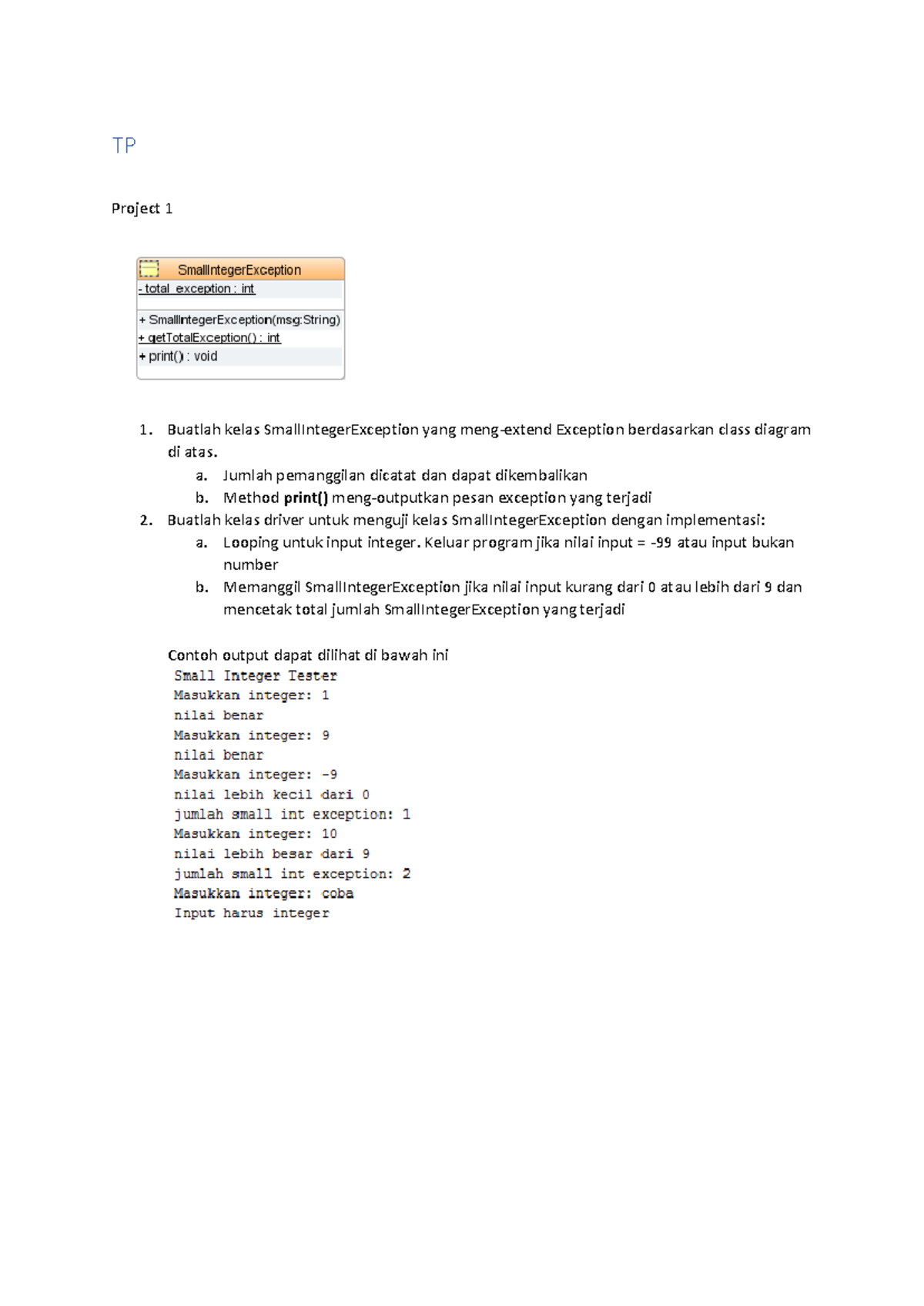 TP MOD 10 - Class Implementation and Exception Handling Guide - Studocu