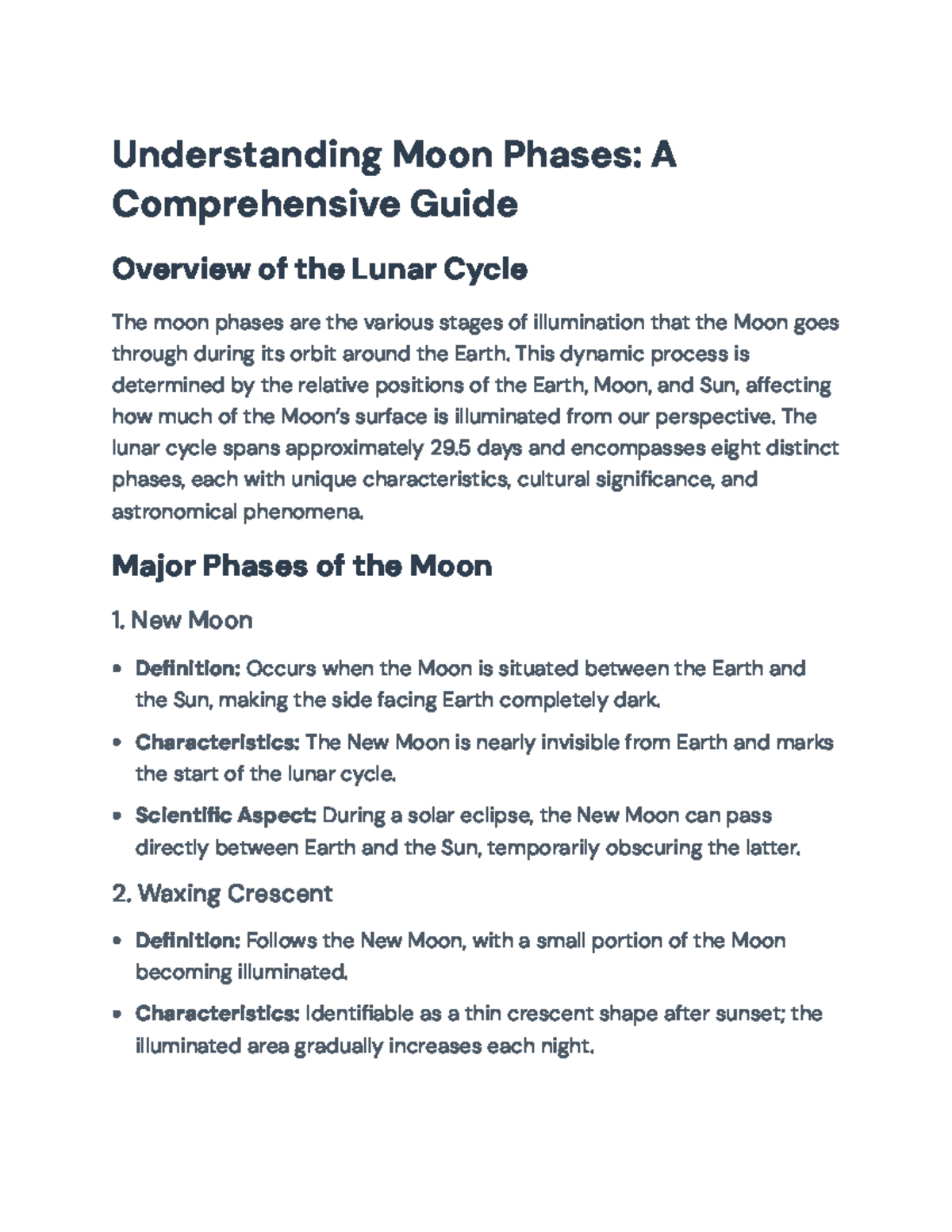 Understanding Moon Phases: A Comprehensive Guide to Lunar Cycles ...