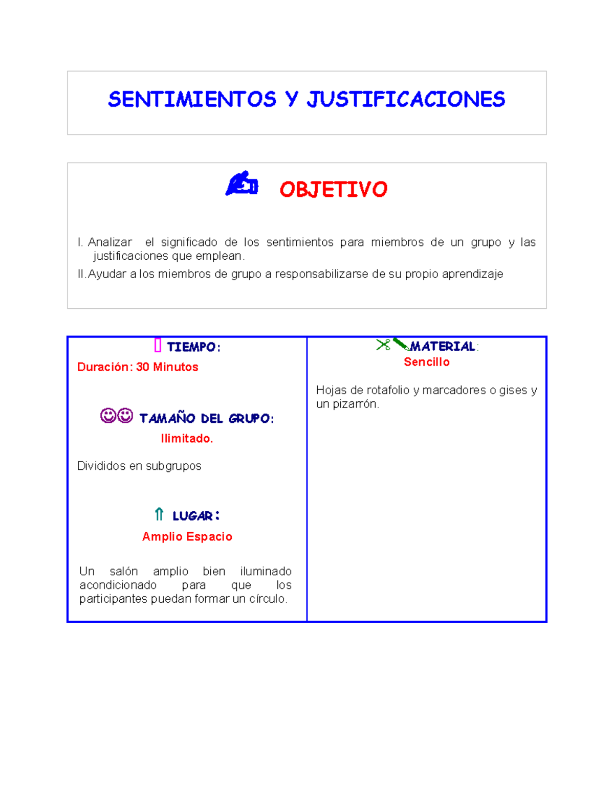 Sentimientos y justificaciones - SENTIMIENTOS Y JUSTIFICACIONES ...