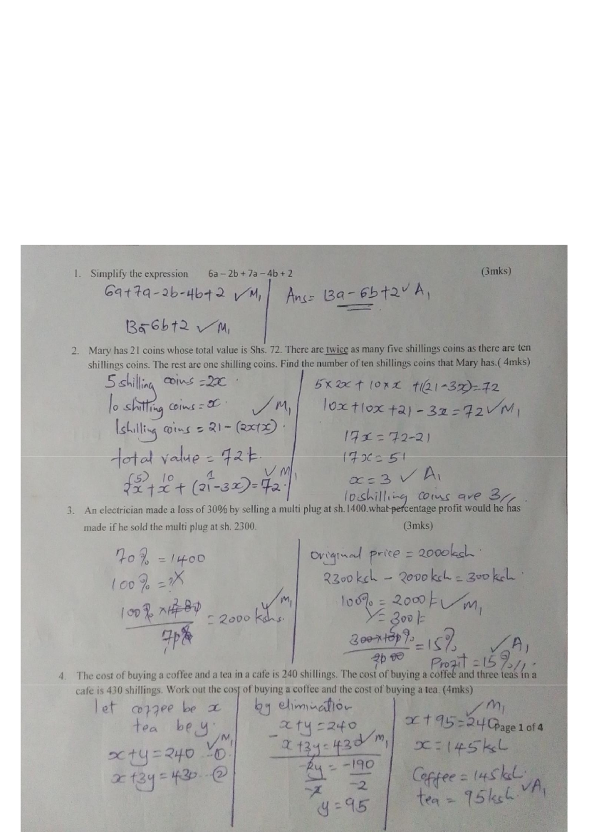 Mathematics F1 MS-1 - Quality take away questions and notes - 1 ...