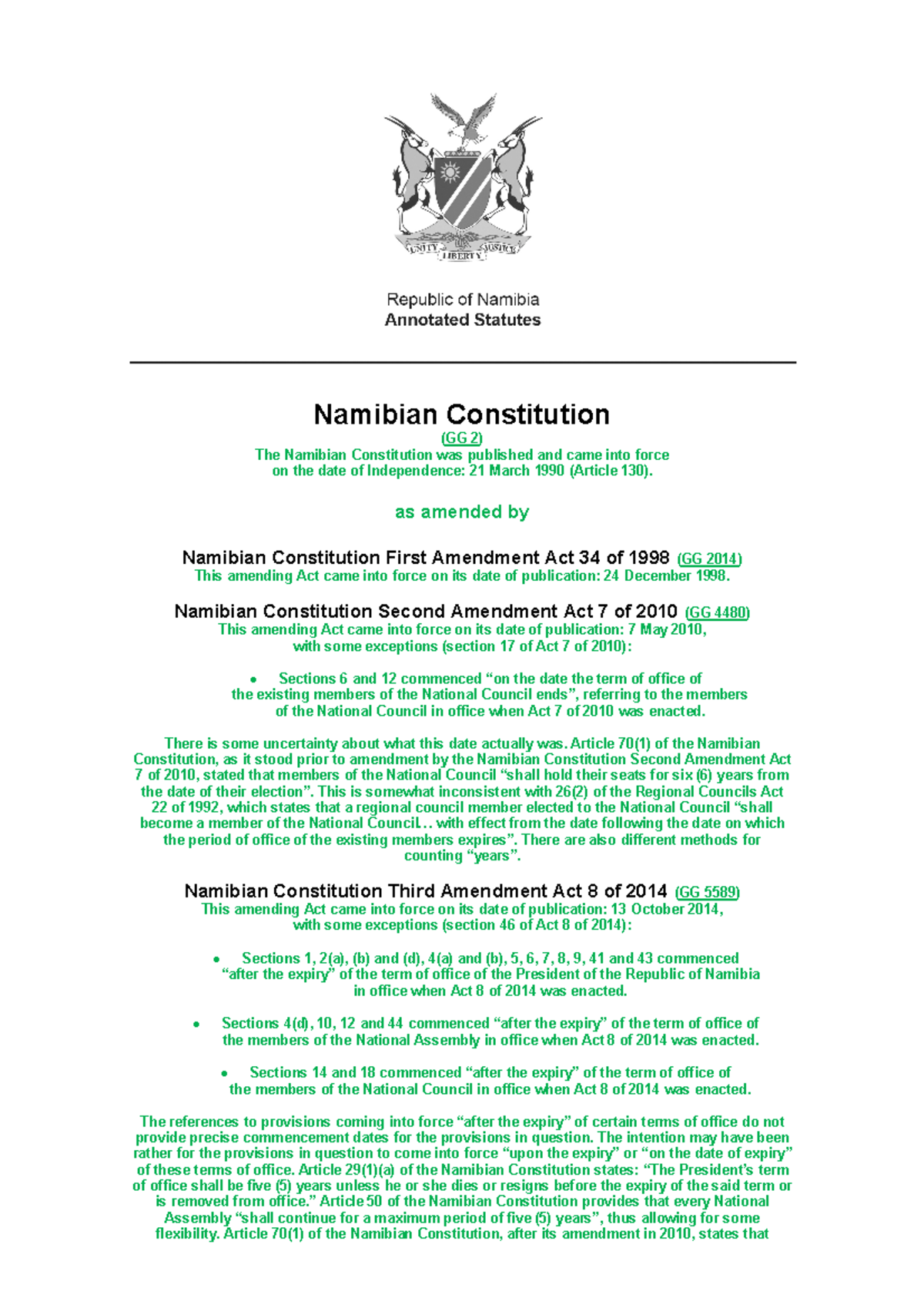 Namibian Constitution: Comprehensive Overview and Amendments Summary ...