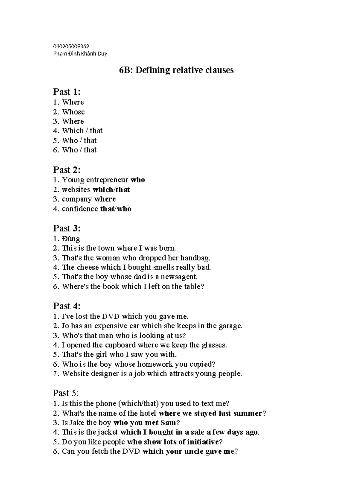 080205009362 B1: Relative Clauses Practice Exercises - Studocu