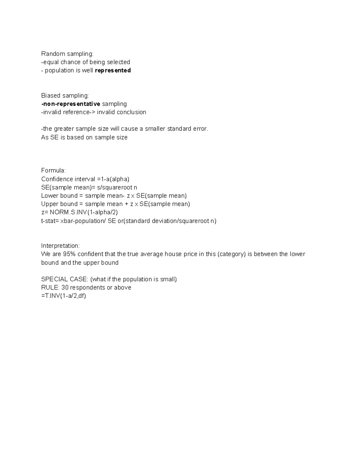BUS Stats Notes: Sampling, Hypothesis Testing, and Regression Analysis ...