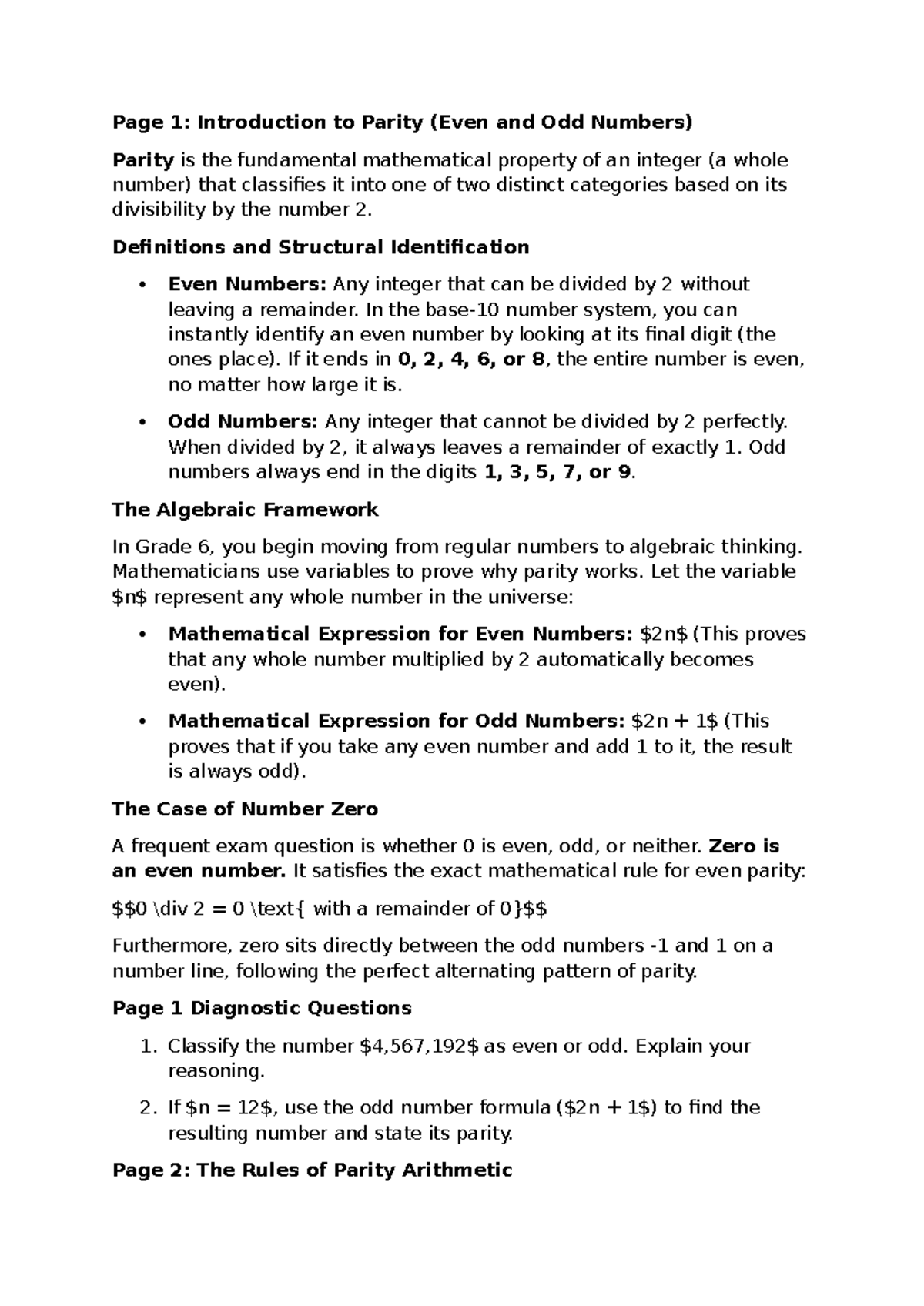 Grade 6 Math: Understanding Parity, Factors, and Special Numbers - Studocu