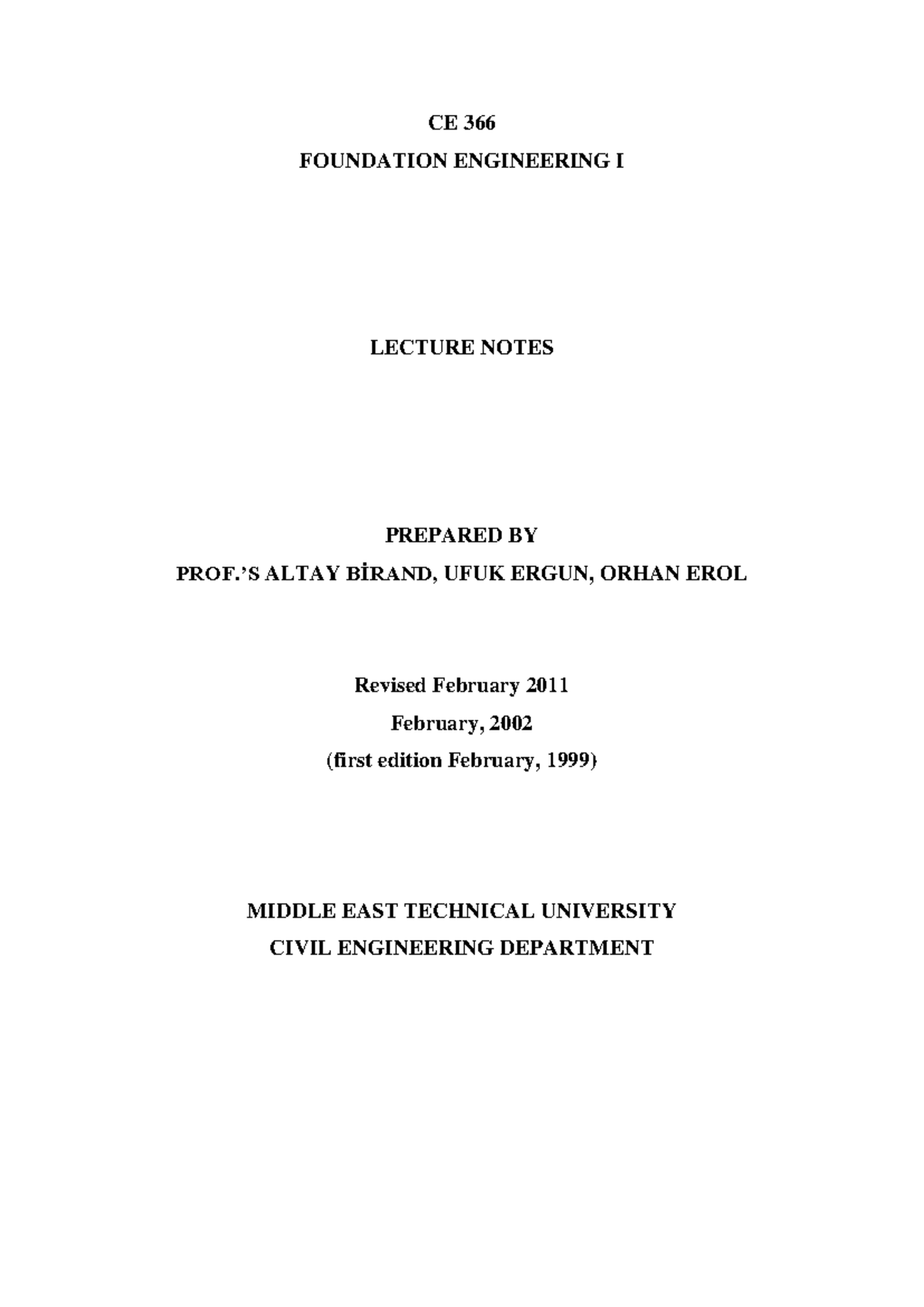 CE 366 Foundation Engineering Subat 2019 - CE 366 FOUNDATION ...