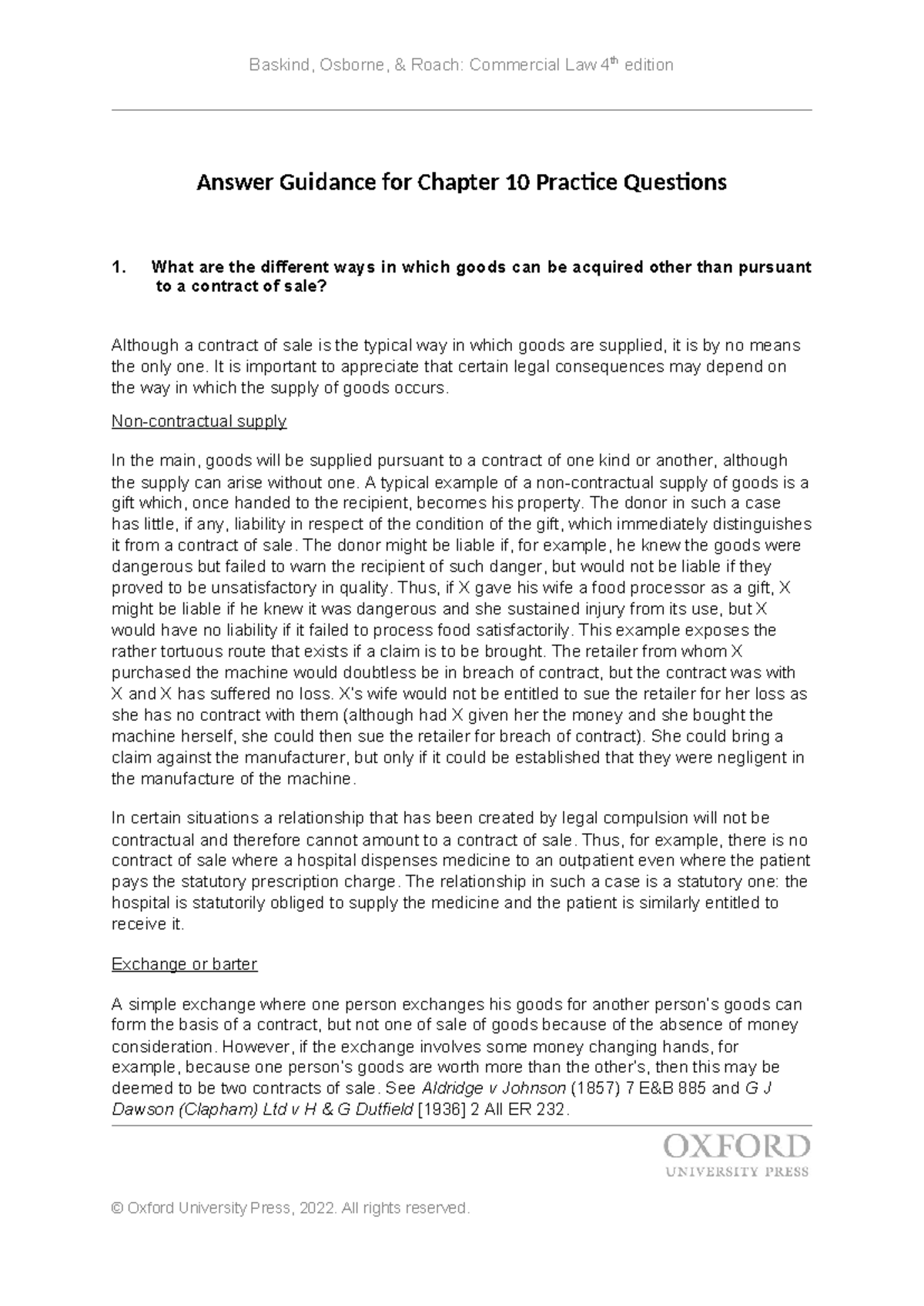 Answer Guidance chap 10 - Answer Guidance for Chapter 10 Practice ...