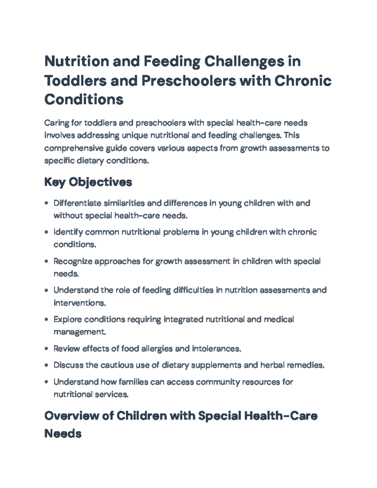Nutritional Strategies for Toddlers & Preschoolers with Special Needs ...