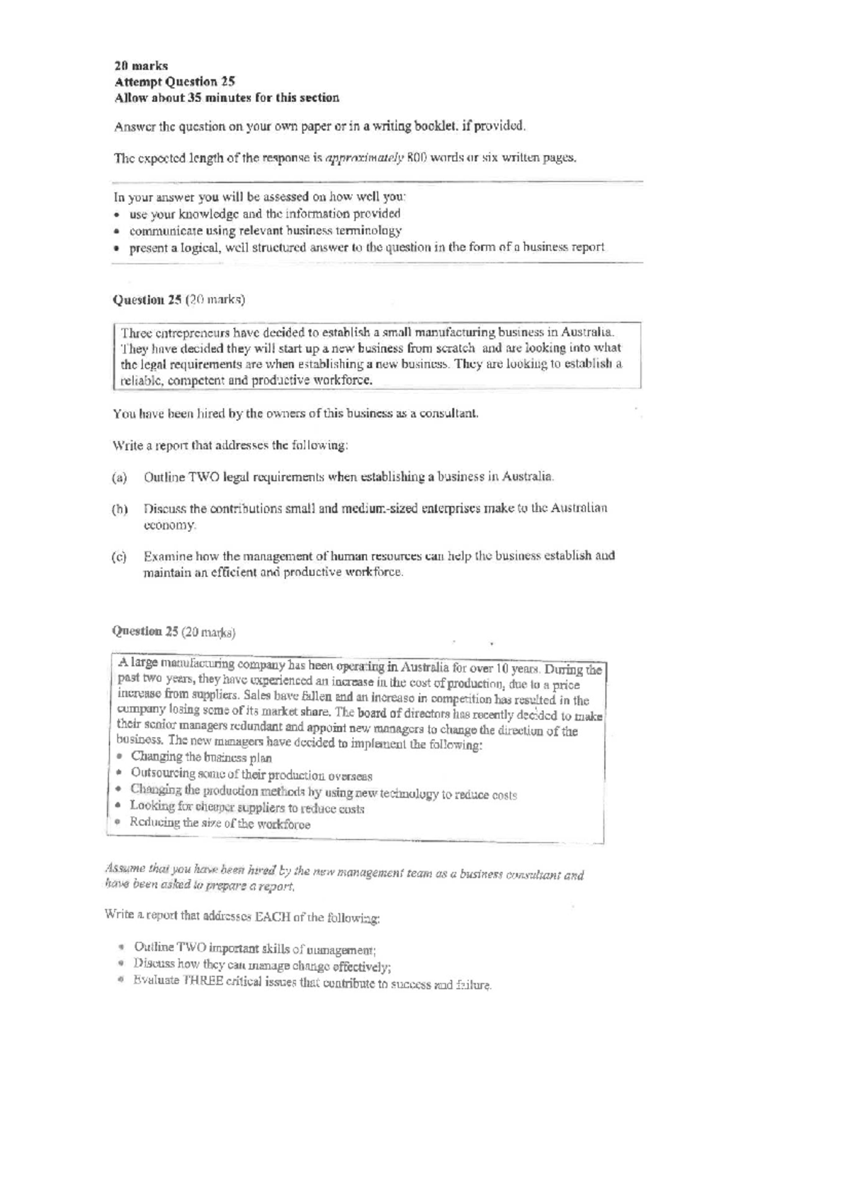 Report Writing Practice Questions for Term 3: Business Analysis ...