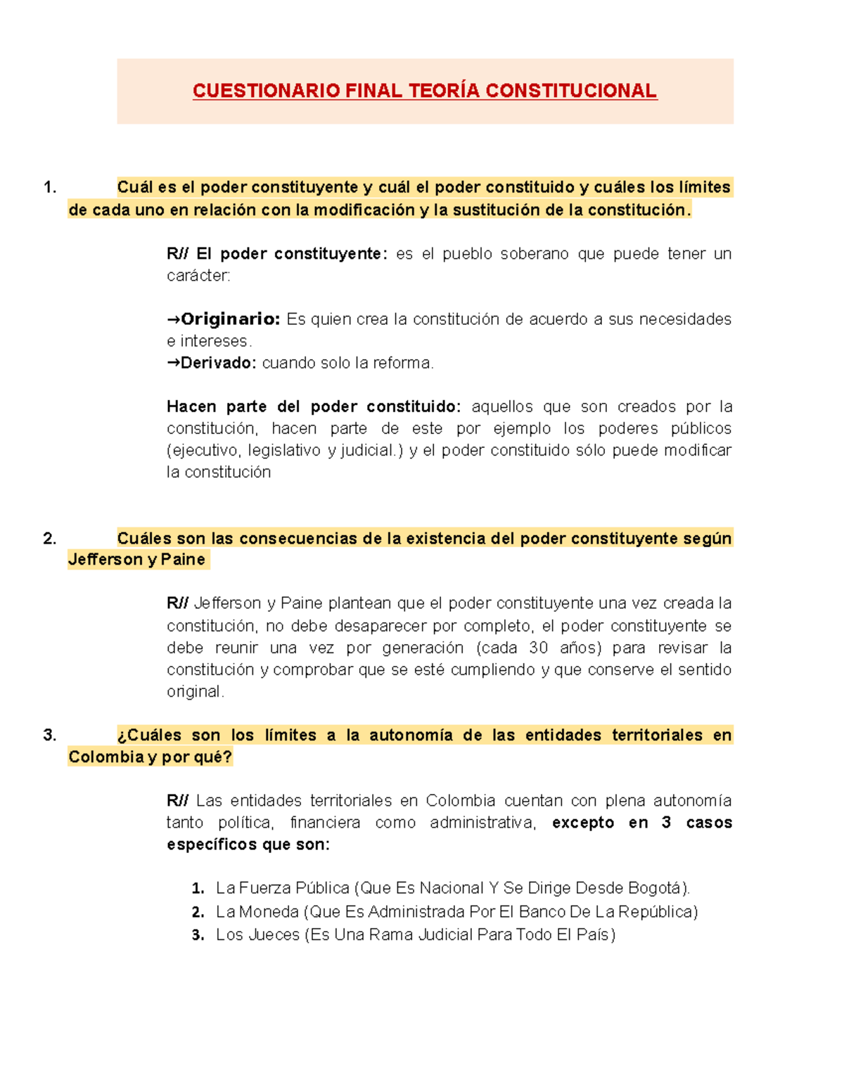 Cuestionario Examen Final - Teoría Constitucional (Curso CC101) - Studocu