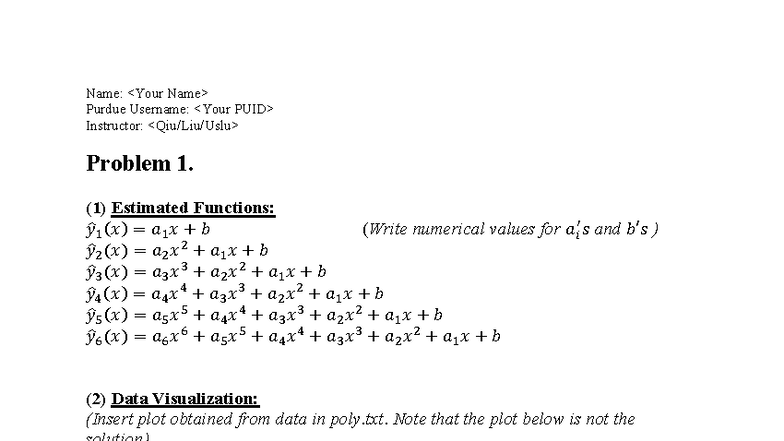 MATH 101: Polynomial Estimation & Data Visualization Homework - Studocu