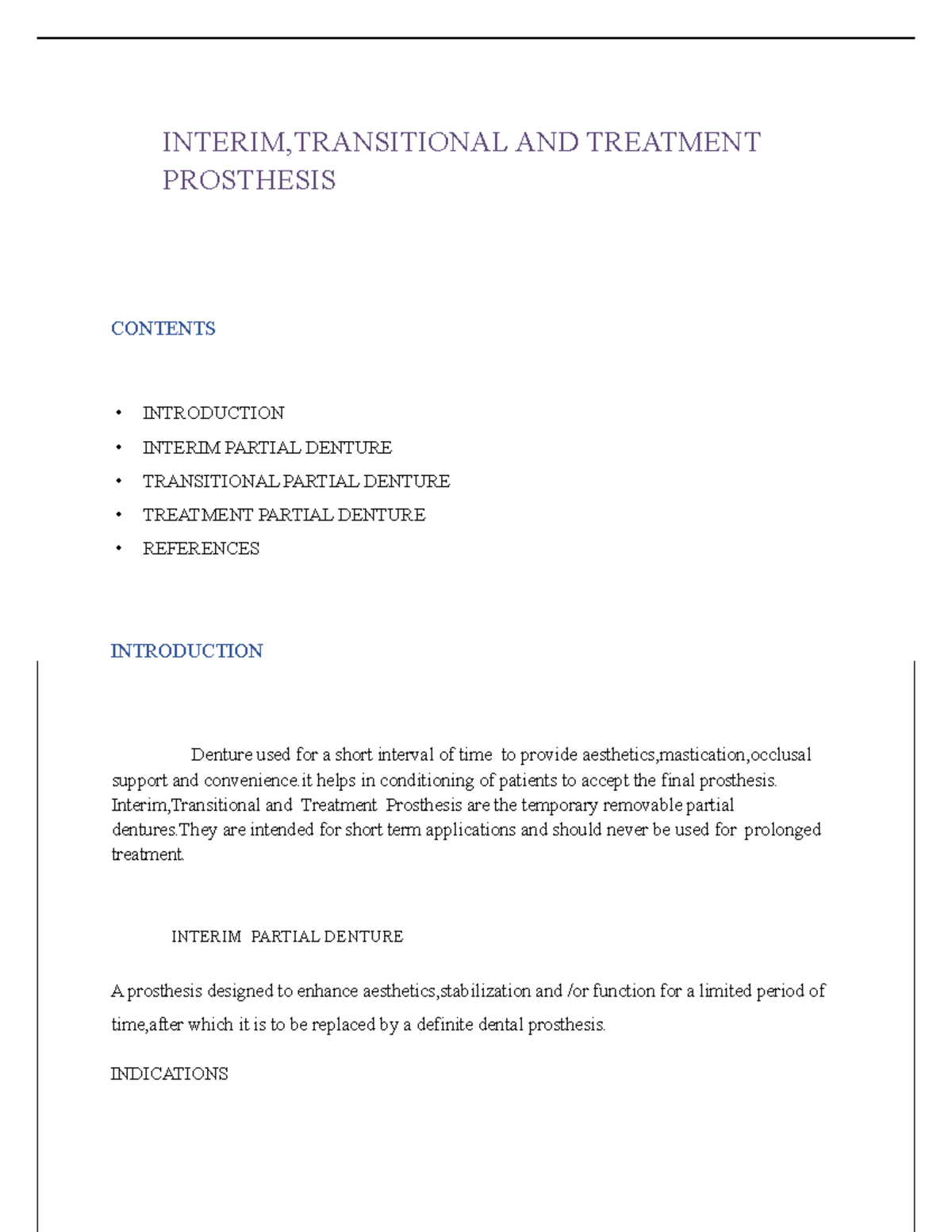Interim, Transitional AND Treatment Prosthesis - INTERIM,TRANSITIONAL ...