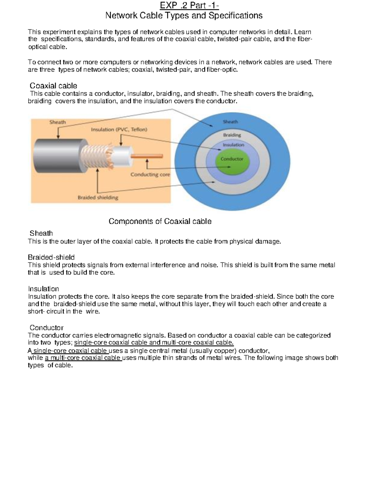 Network Cable Types and Specs - Lab Program 2 Overview - Studocu