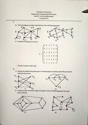 EM 214 Discrete Mathematics Assignment 1: Graph Theory & Adjacency ...