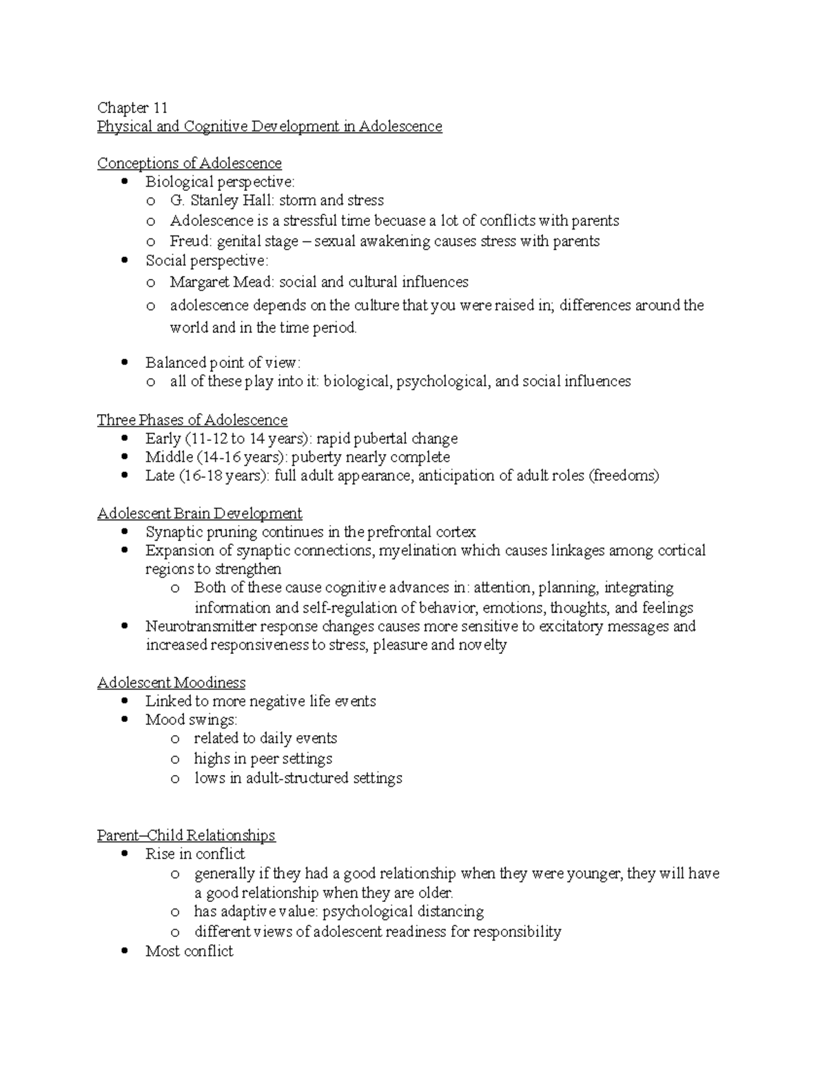 Chapters 11 & 12 - Physical and Cognitive Development in Adolescence ...
