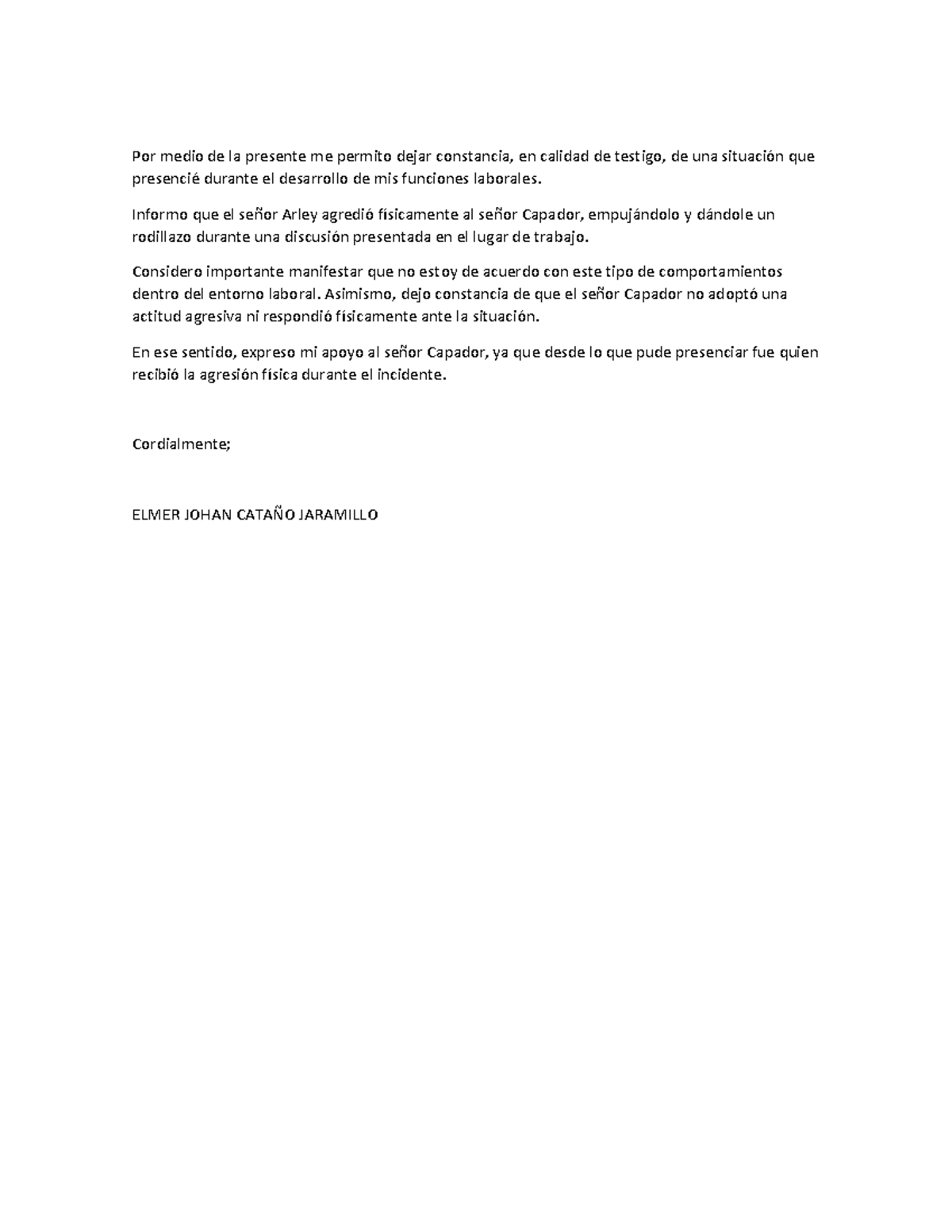 Informe de Testigo sobre Agresión Laboral - DOC-20260309-WA0069 - Studocu