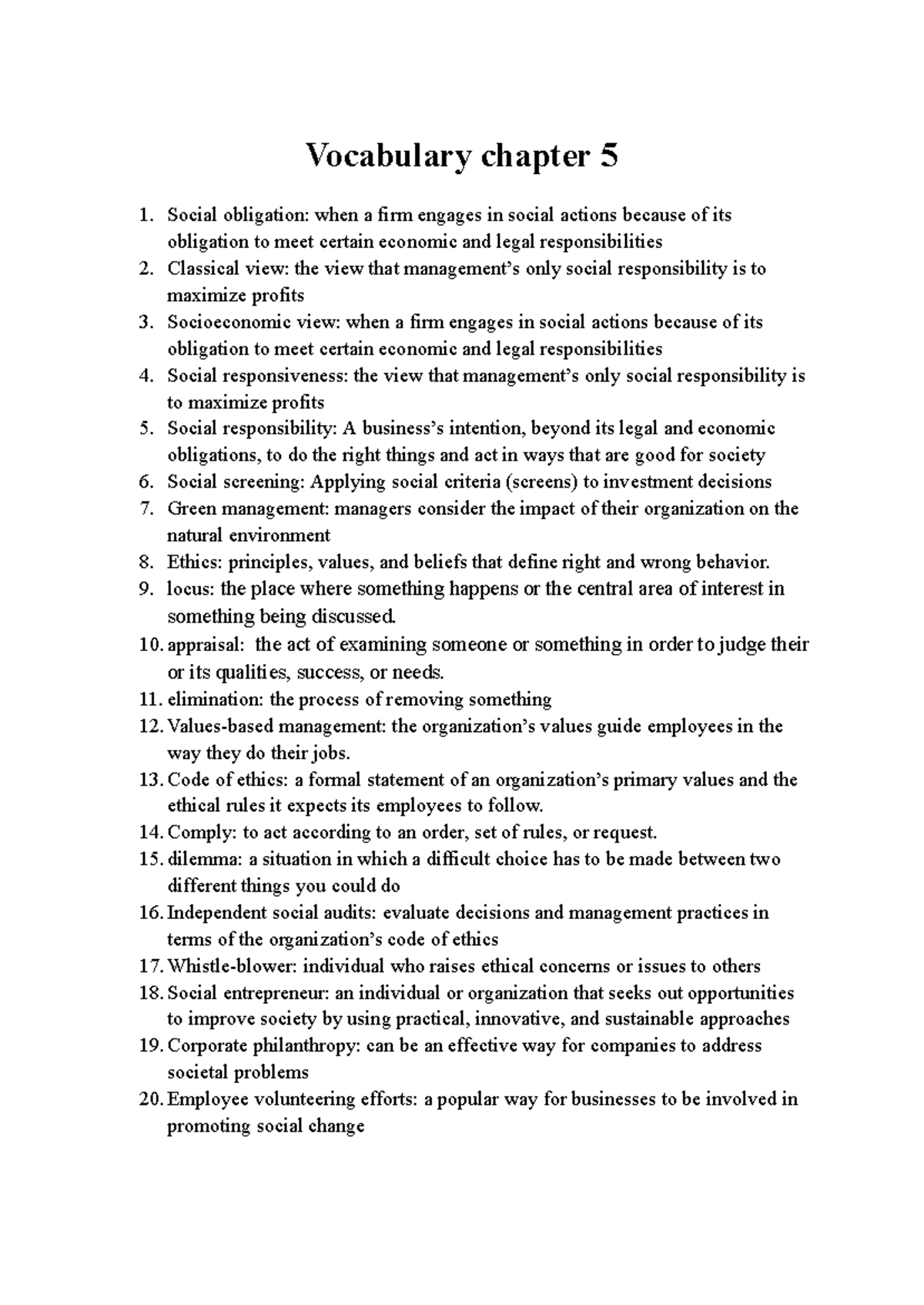 Vocabulary Chapter 5: Key Terms and Definitions - Studocu