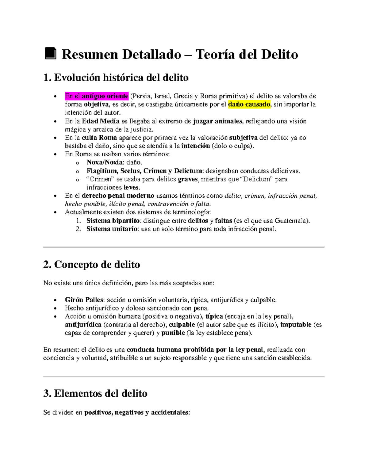 Resumen Detallado Teoría del Delito - Derecho Penal (2do Parcial) - Studocu