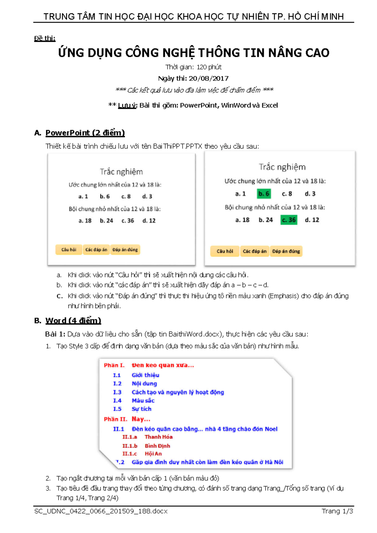 Đề thi: Ứng Dụng Công Nghệ Thông Tin Nâng Cao - UD CNTT Nâng Cao - Document Preview