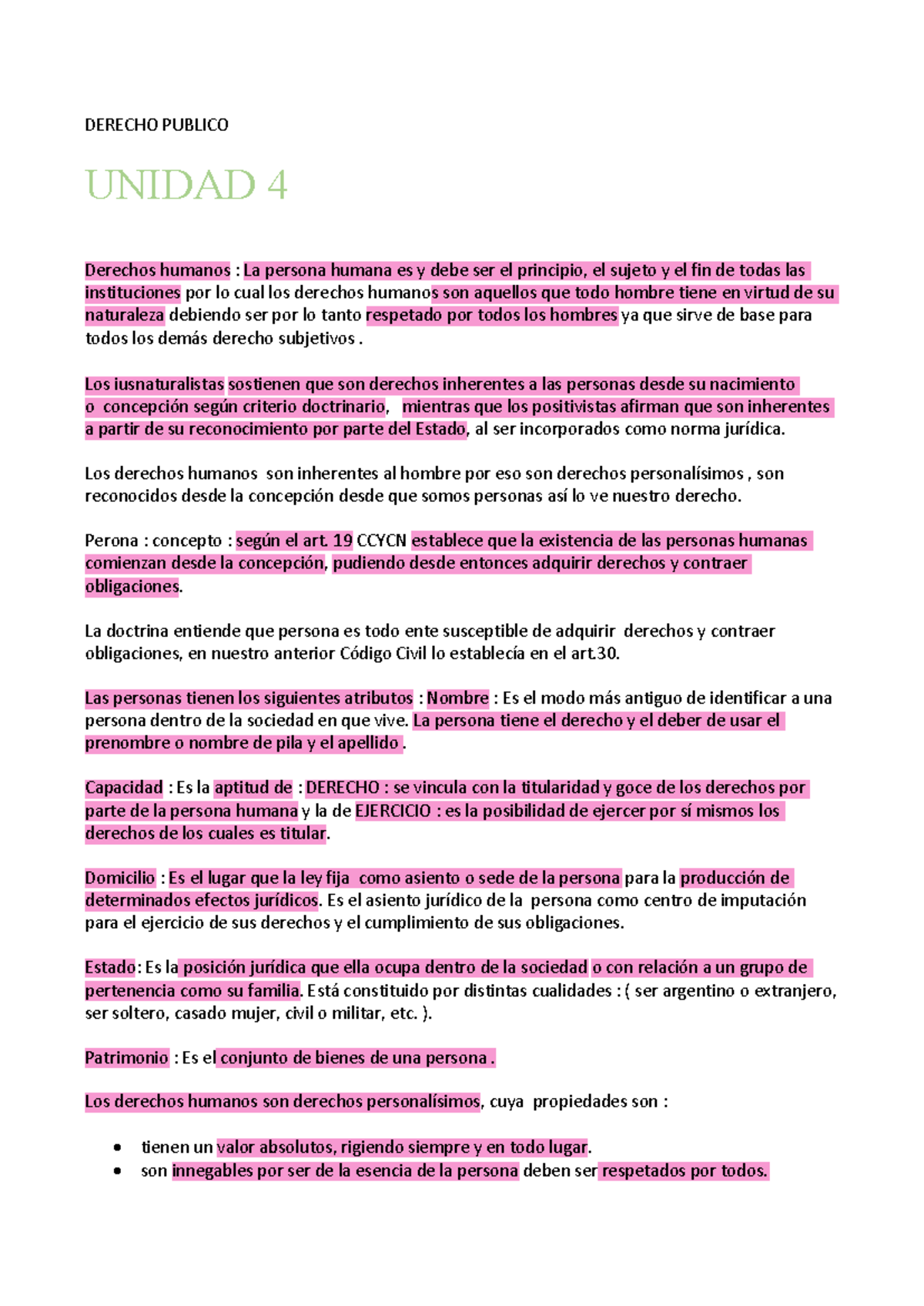 Derecho Publico Unidad 4 - DERECHO PUBLICO UNIDAD 4 Derechos humanos ...