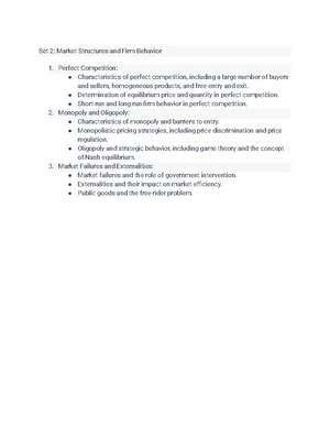 Market Structures - Study Notes & Assignments - Studocu