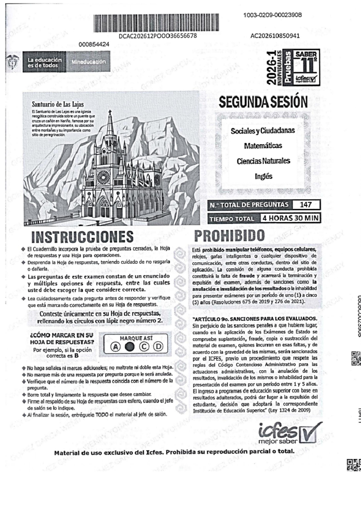 AC202610850941 Saber 11 Sociales y Ciudadanas - Segunda Sesión de ...