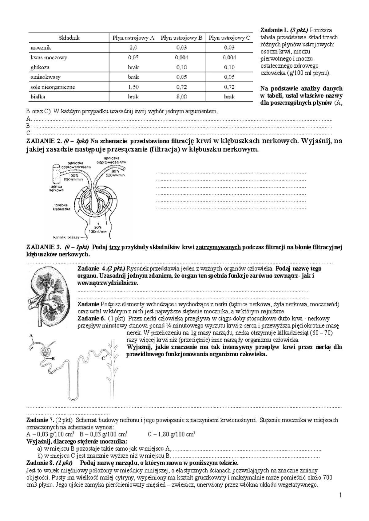 Zadania maturalne z biologii - Skład organizmów oraz ich funkcje - Studocu