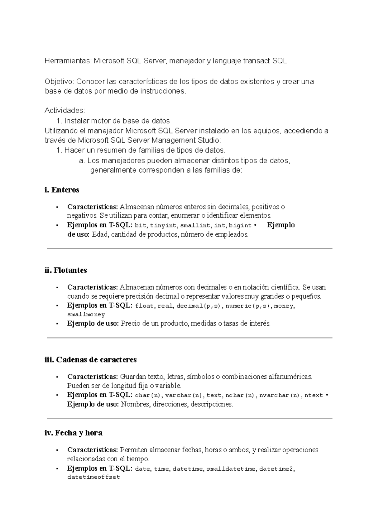 Laboratorio 7: Tipos de Datos en Microsoft SQL Server y Transact SQL ...