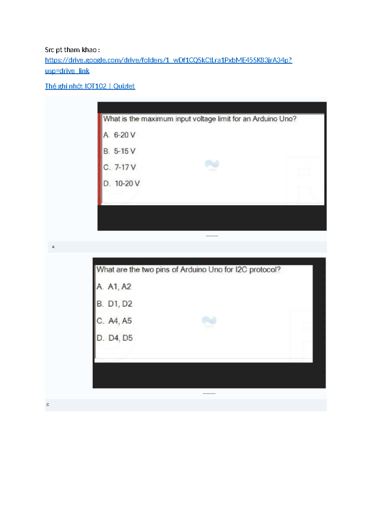 IOT102 Quizlet: Key Concepts and Questions for Arduino Uno - Studocu
