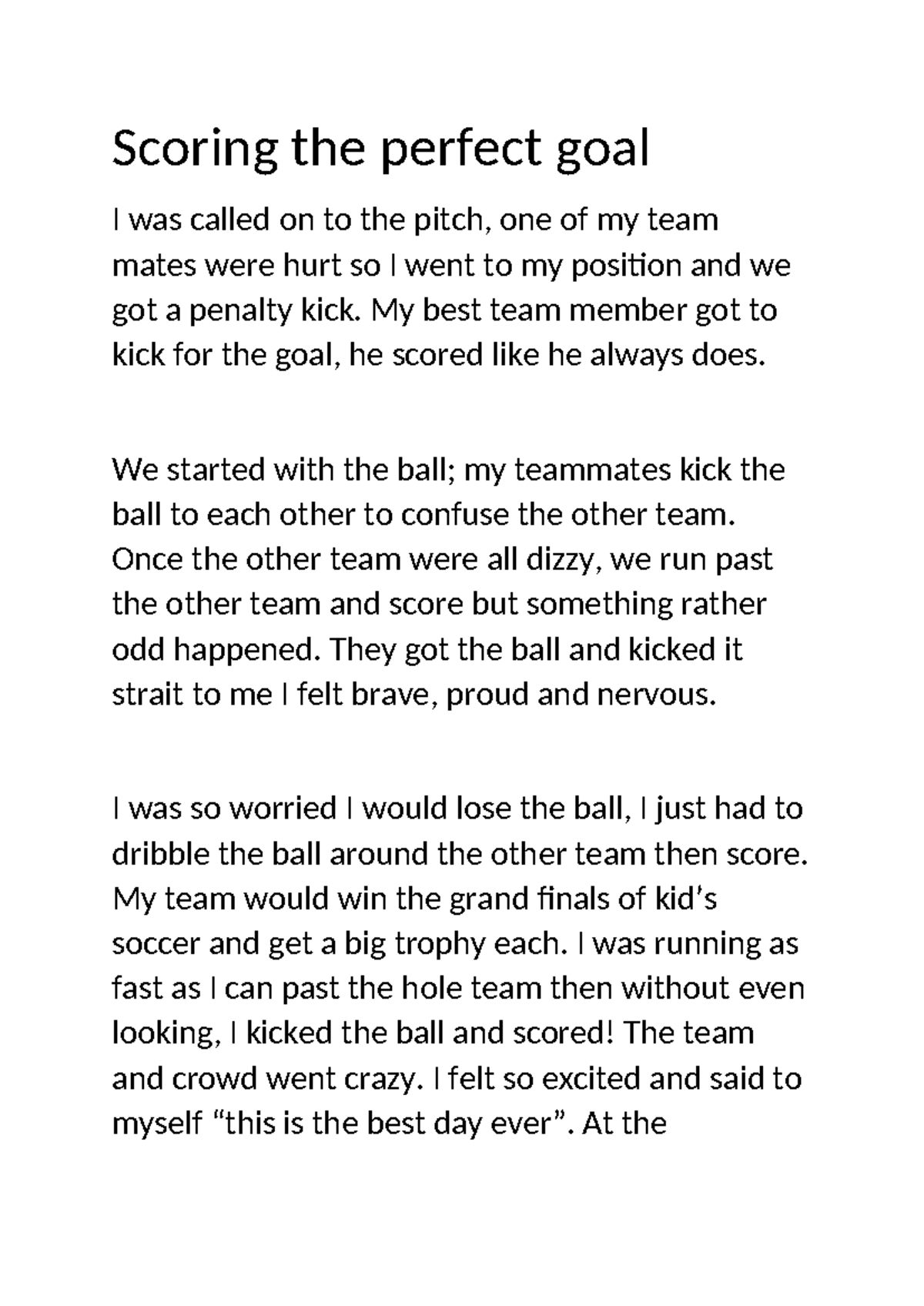Soccer Final: Scoring the Perfect Goal in Grand Finals - Studocu