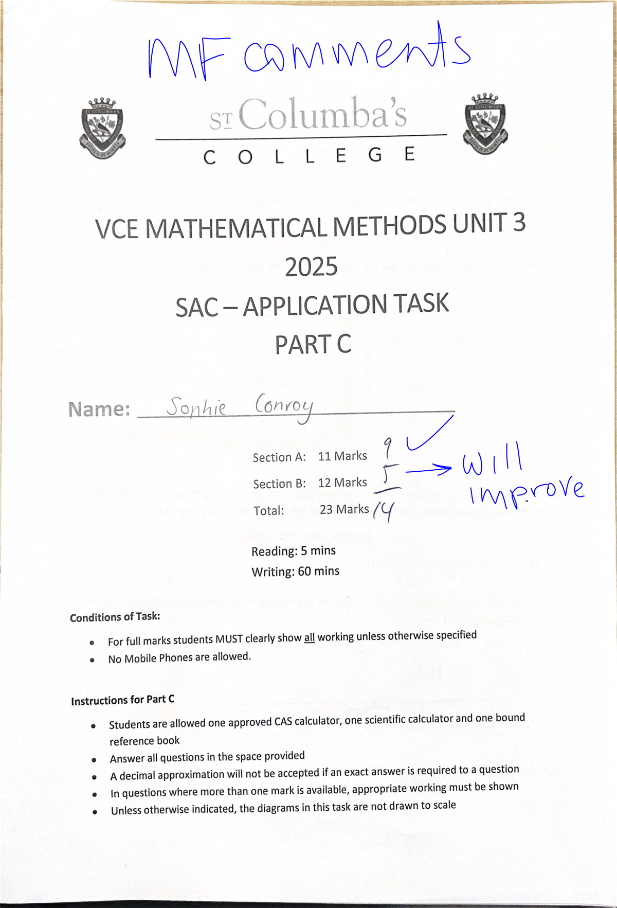 MATHEMATICAL METHODS 2025 SAC APPLICATION TASK PART C - Trig Practice ...