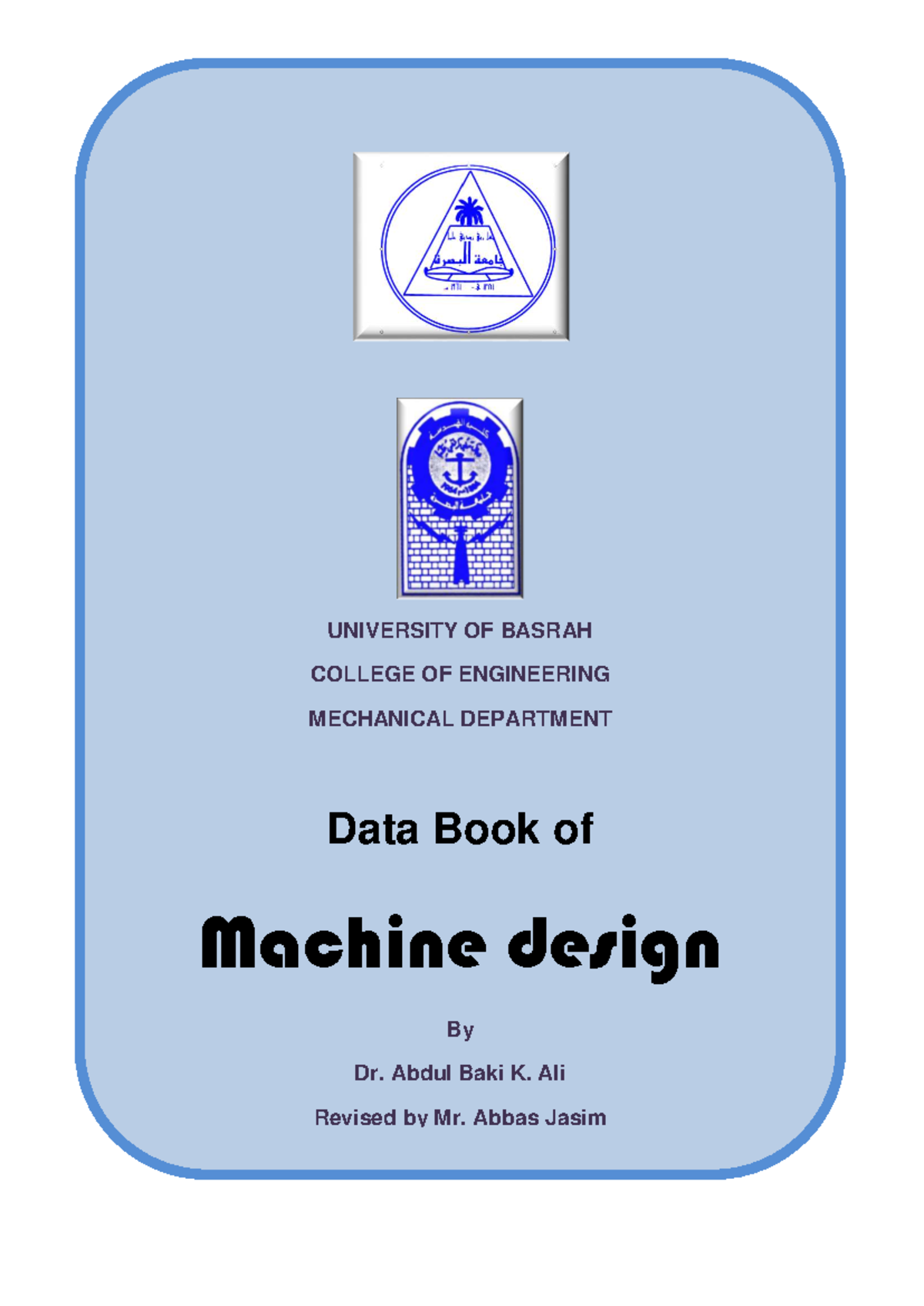 Data Book of Machine Design - ME 301 Lecture Notes - Studocu
