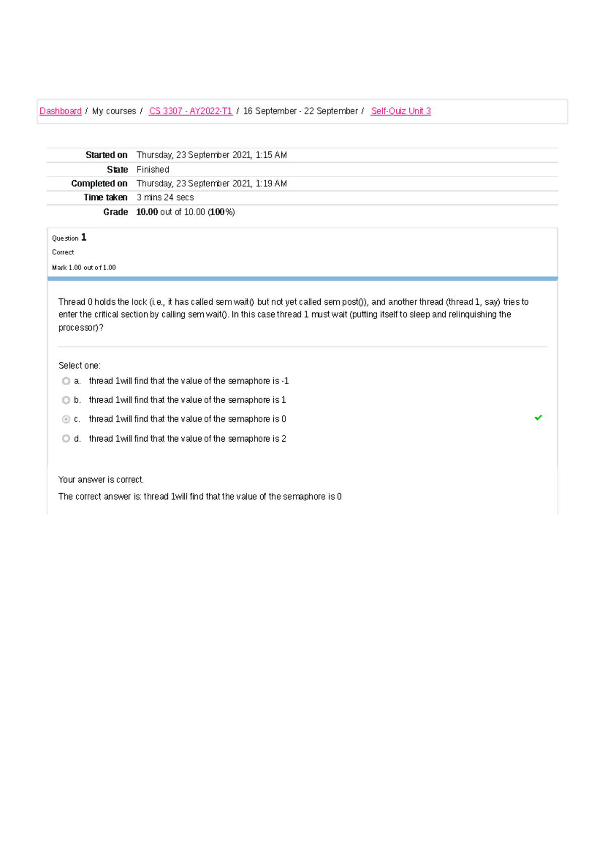 Self-Quiz Unit 3 - CS 3307 Graded Questions and Answers - Studocu