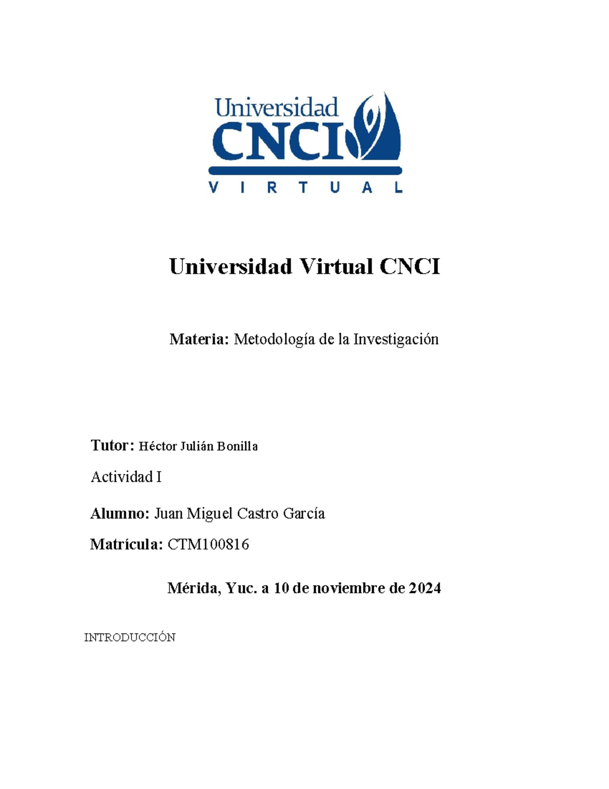 Actividad Universidad Virtual Cnci Materia Metodolog A De La