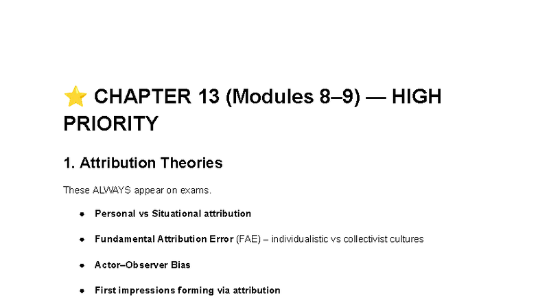 Psychology Study Notes: CH 13-16 High Priority Topics & Theories - Studocu