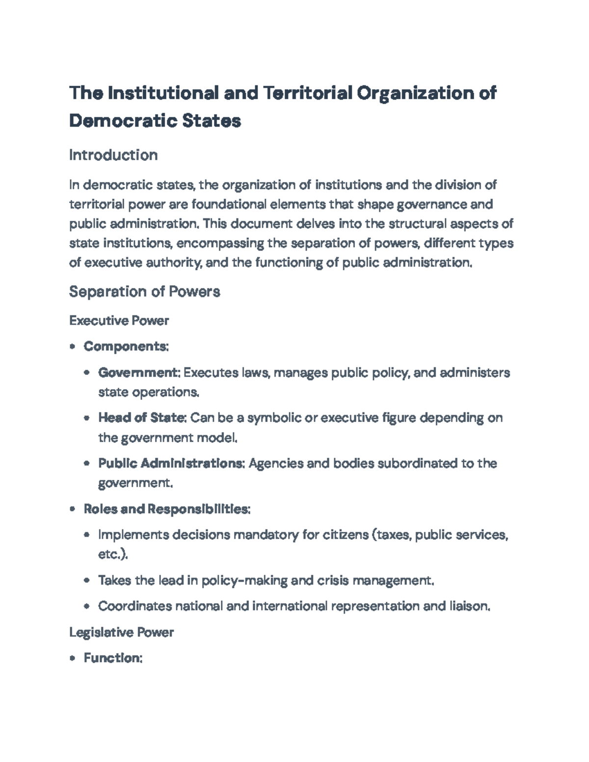 The Institutional Framework of Democratic States: An Overview (POL 101 ...
