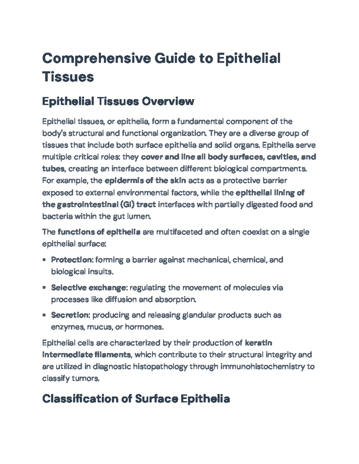 Comprehensive Guide to Epithelial Tissues: Functions & Classifications ...