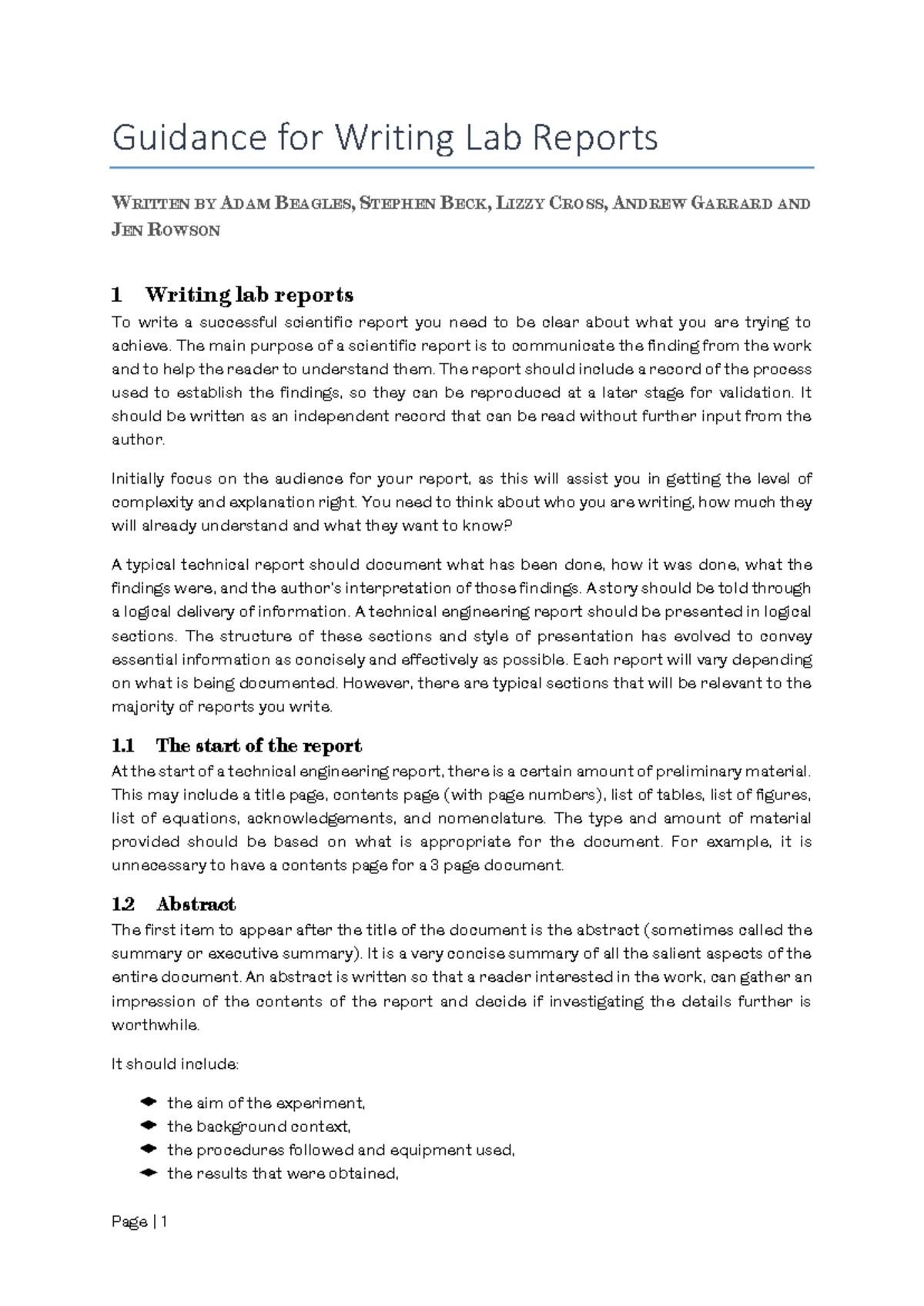 Guidance for Writing Lab Reports: Best Practices and Structure - Studocu