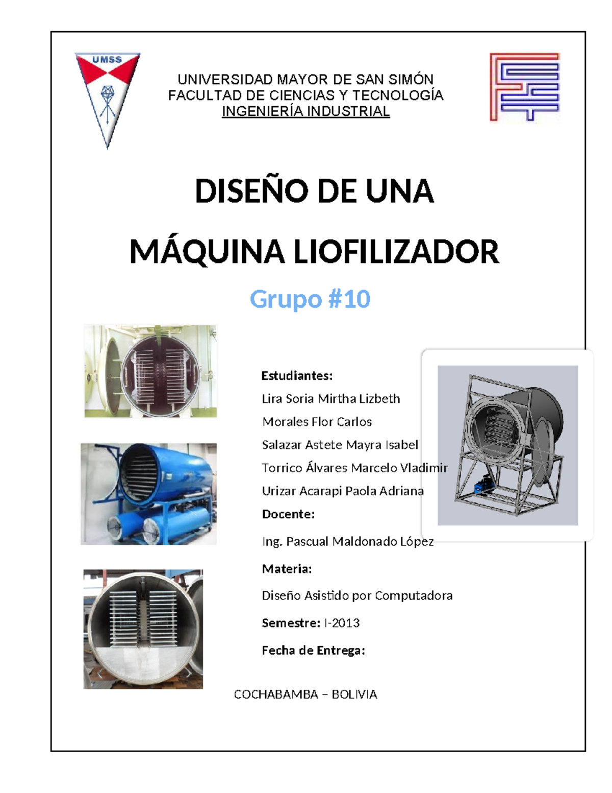 Diseño de Máquina Liofilizadora - Proyecto de Ingeniería Industrial - Document Preview