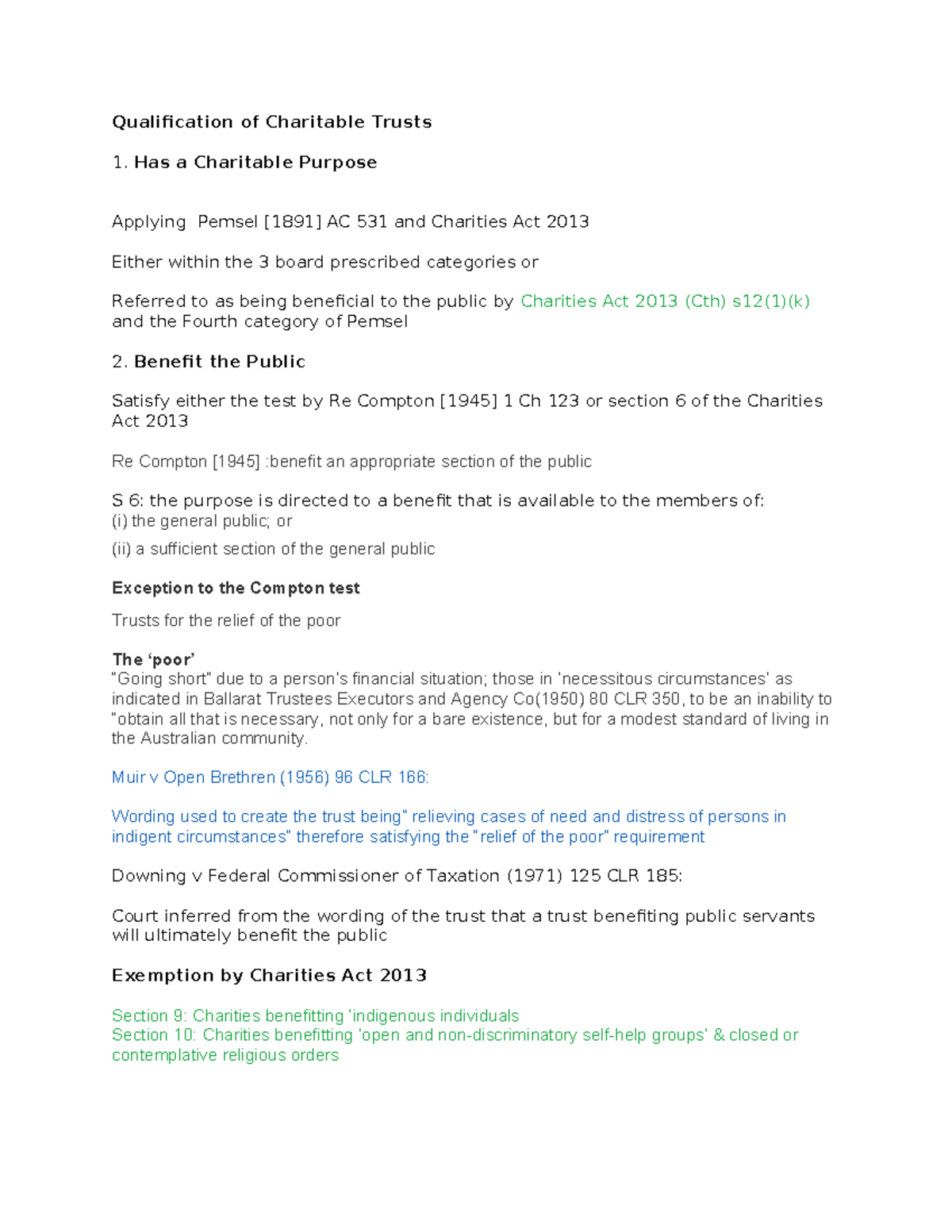 Charitable Trusts: Qualification and Public Benefit Analysis (LAW 531 ...