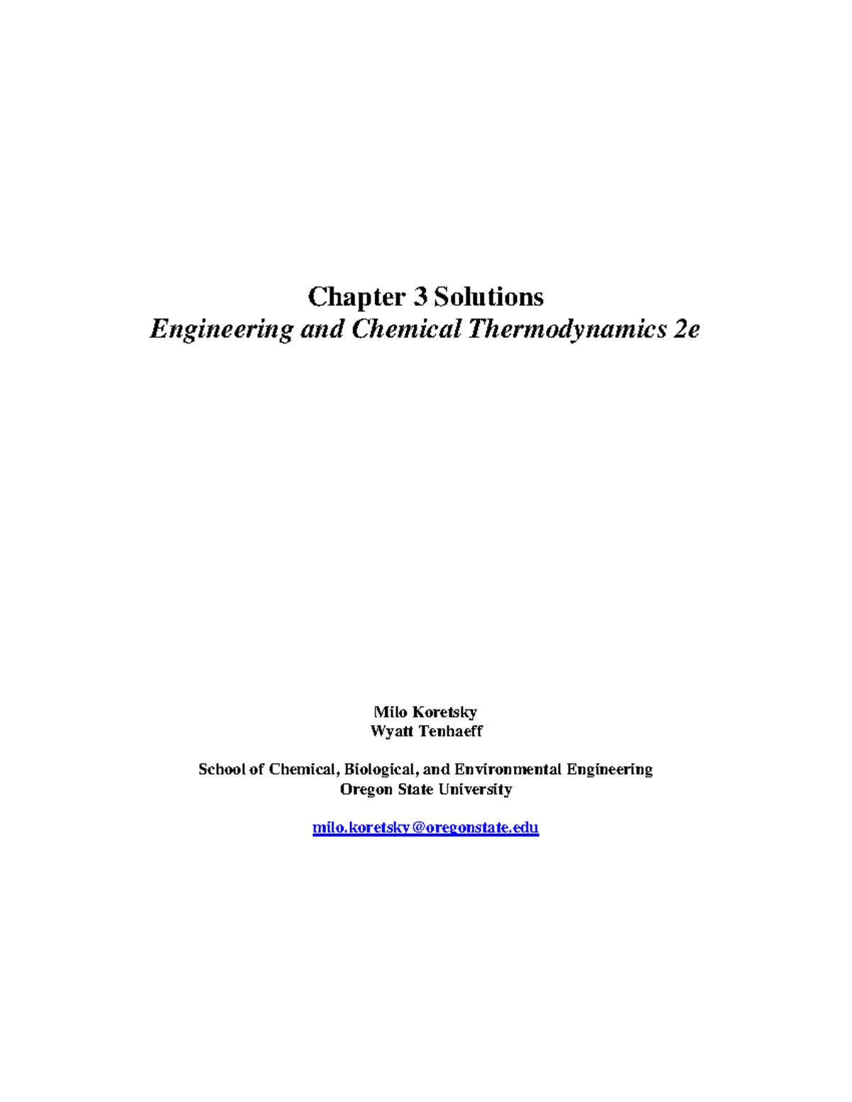 Engineering Thermodynamics 2e: Chapter 3 Solutions (Sm-ch-3) - Document Preview